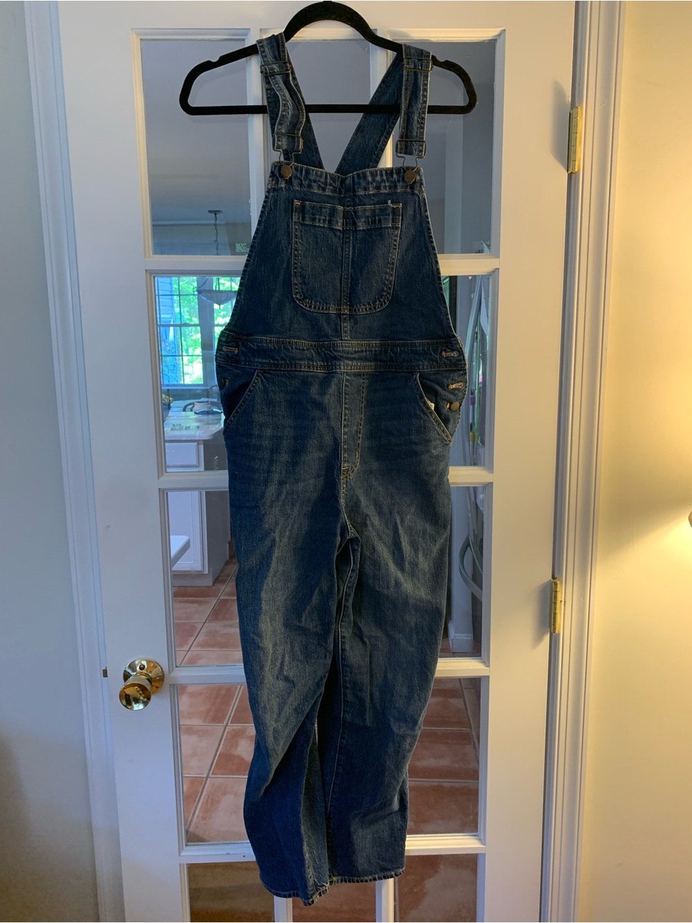 J.Crew straight leg Denim Overalls in Dark Blue size M